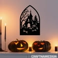 thumbnail image 2 of Craftnamesign Spooky House Metal Wall Art Led Light, Halloween Sign, Halloween Themed Decor, 2 of 5