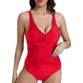 thumbnail image 1 of DGHM Bike Short Set New Solid Color Mesh Splicing Piece Swimsuit Sexy and Fashionable and Backless Swimsuit Red L, 1 of 4