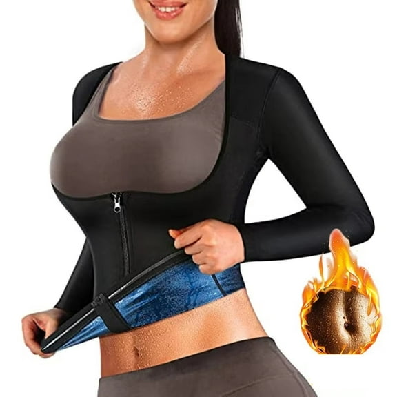 Sauna Suit for Women Weight Loss Sweat Jacket Long Sleeve Long Sleeve Zipper Top - Workout Top for Strength and Comfort