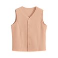 thumbnail image 4 of Women's Autumn Winter Plush Vest, Button Front Slim Fit Sleeveless Jacket, Thermal Lined Warm Outerwear, Soft Fleece Inner Wear, Casual Layering Piece, Cold Weather Protection Orange XXL, 4 of 4