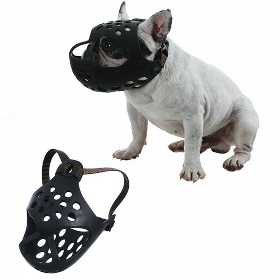 Short Snout Dog Muzzles - Bulldog Muzzle Adjustable Breathable Mesh Dog Muzzle Can Stick Out Tongue and Drink Water Anti-Biting and Training Dog (Black)