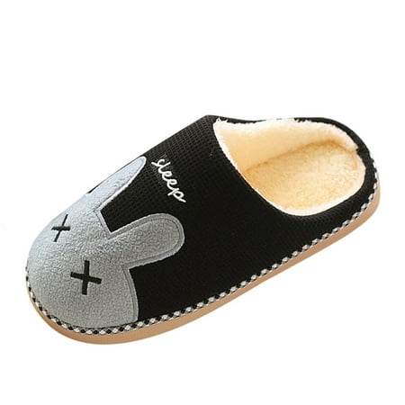 

Juebong Women Winter Home Slippers Cartoon Anti-Slip Warm Indoors Bedroom Floor Shoes Black Size 8-8.5
