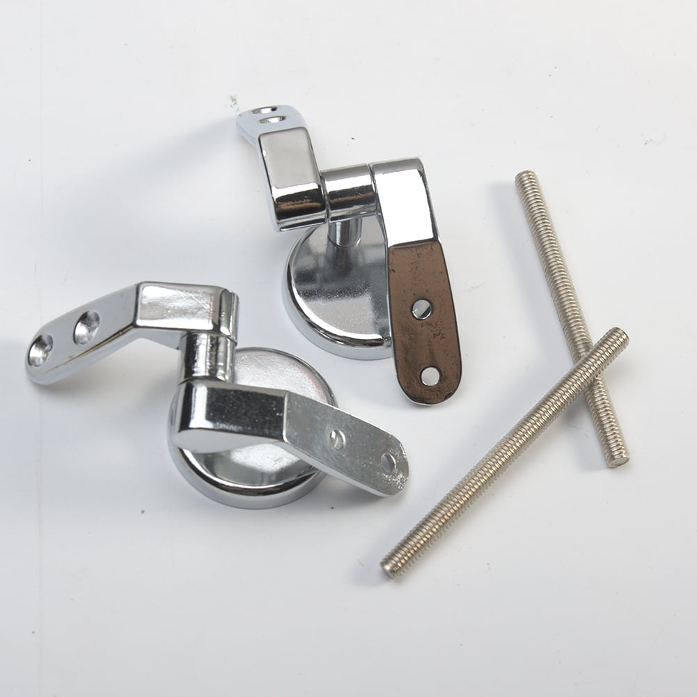 Universal Adjustable Pair of Replacement Chrome-Toilet Seat Hinge Set Pair With 