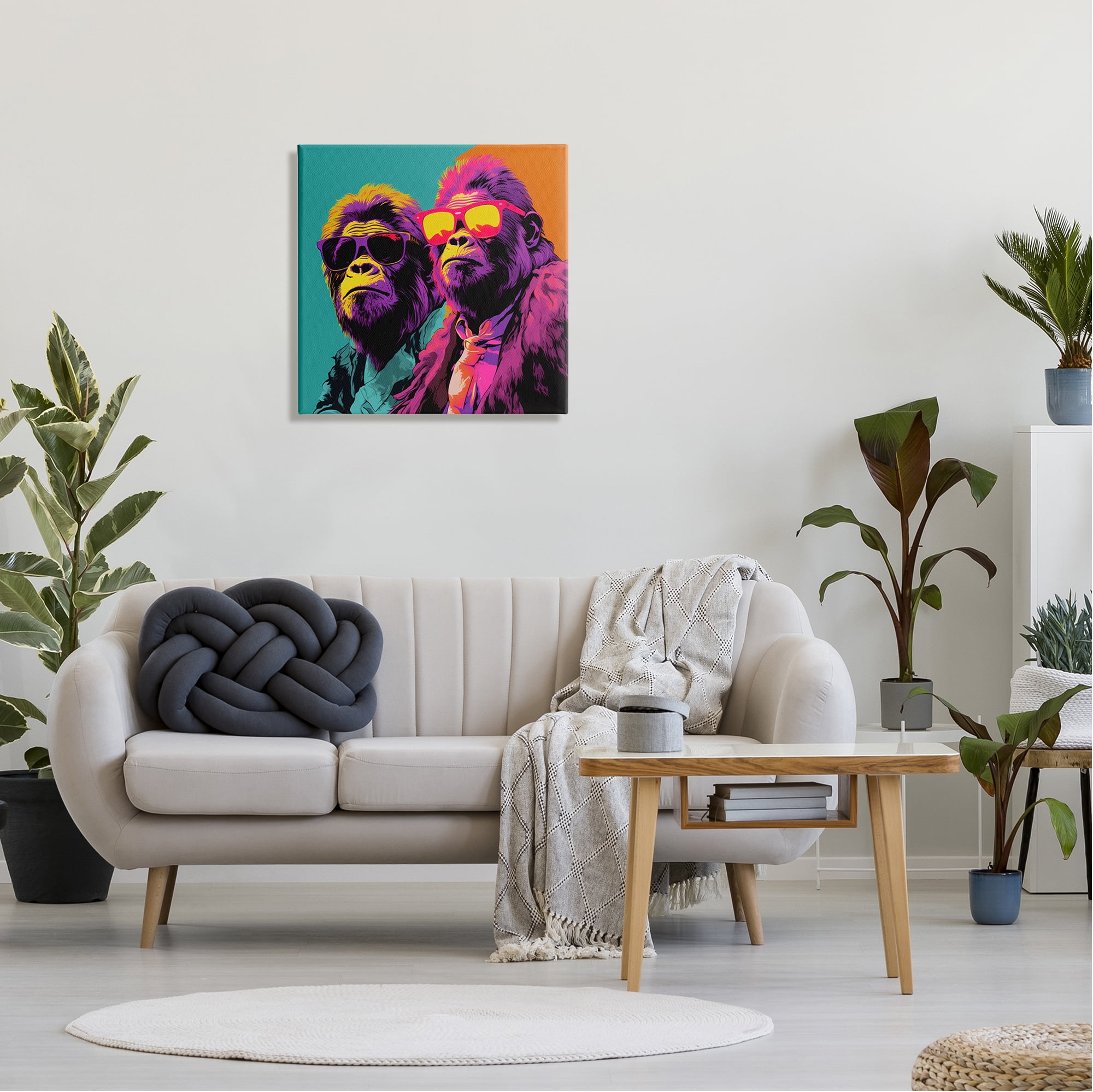 Stupell Industries Pop Style Gorilla Duo Animals & Insects Painting Gallery Wrapped Canvas Art Print Wall Art, 24 x 24