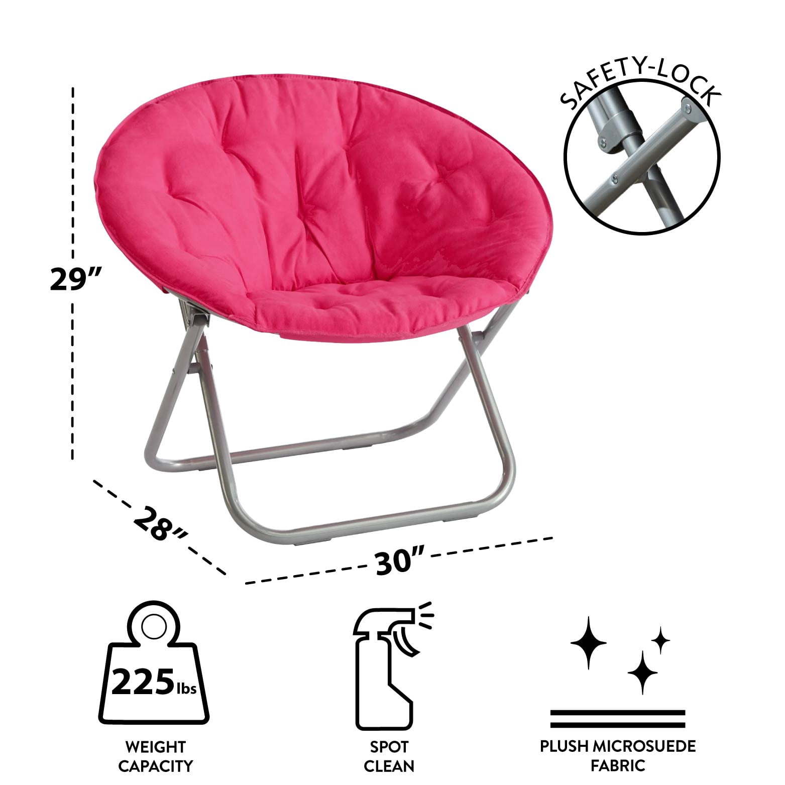 Mainstays, Large Super Soft Microsuede 30" Saucer™ Chair, Hot Pink