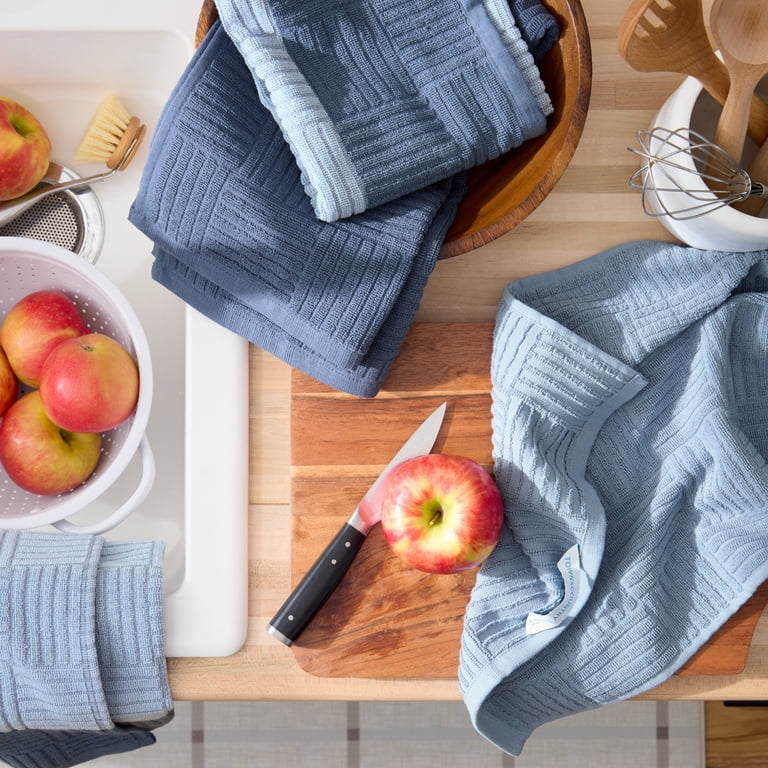 Town & Country Antimicrobial Cotton Kitchen Towels, 4-Pack Blue photo 2