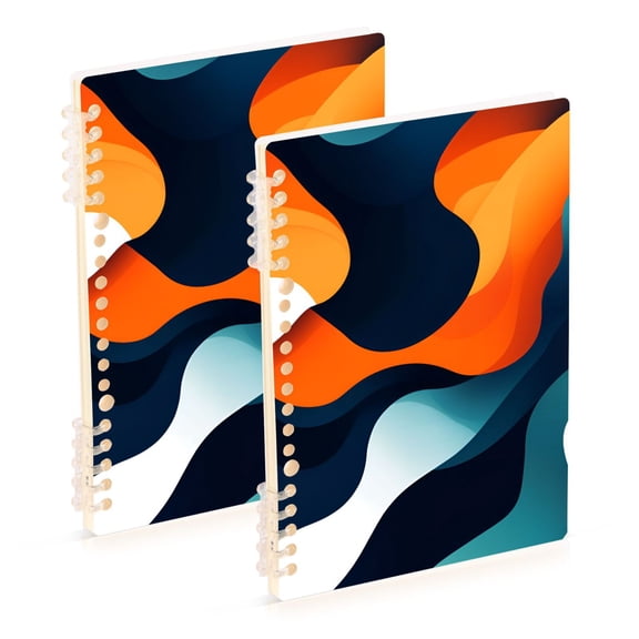 FORMRS 1-Subject Spiral Notebook 8" x 5" College Ruled 60 Refillable Sheet A5 Hard Cover, 2 Pack, Green Abstract Wavy