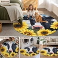 thumbnail image 6 of Cow Sunflowers 8' Round Area Rug, Farmhouse Animal Blue Sky Wooden Grain Washable Non-Slip Large Circle Rugs for Living Room Bedroom, Soft Low Pile Rug Carpet for Dining Room Kitchen Farmhouse, 6 of 9