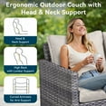 thumbnail image 6 of Unnifurnzi Outdoor Patio Couch Wicker Sofa-All Weather 3-Seater Rattan Patio Sofa High Back Outdoor Couch for Porch Deck Balcony Garden-Gray/Beige, 6 of 7