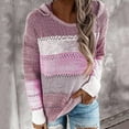 thumbnail image 2 of Womens Casual Long Sleeve Crew Neck Pullover Striped Color Block Loose Knitted Patchwork Sweater Jumper Tops, 2 of 6