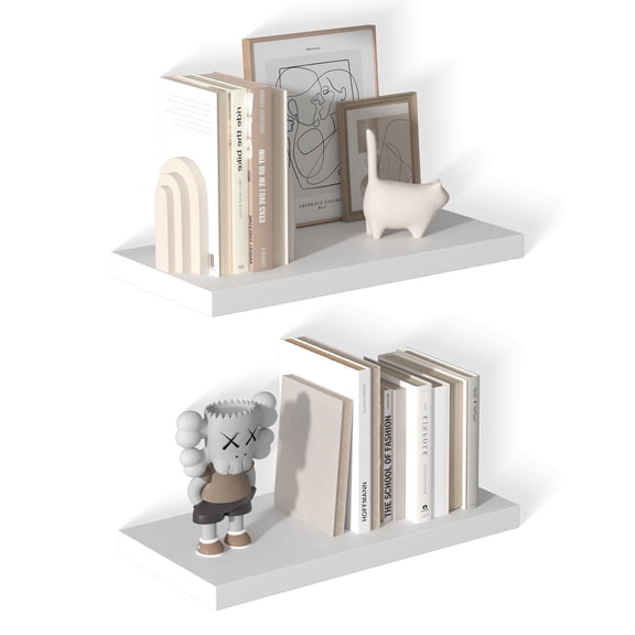 Dumekko 12 Inch Deep Floating Shelves for Wall, 24" W x 12" D x 1.2" H 2 Pack Floating Shelves Large Storage Space Wall Mount Shelf for Living Room, Kitchen, Bathroom, White