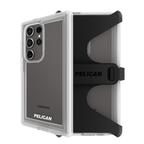 Pelican Voyager Series Samsung Galaxy S24 Ultra Case with Belt Clip Holster - 18ft MIL-STD Drop Protection - Clear