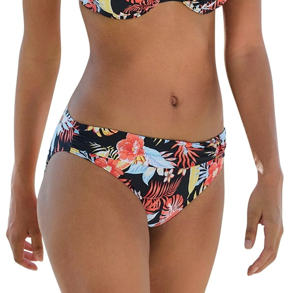 LASCANA Women's Tropical Print Fold Over Bikini Swimsuit Bottom Hardware