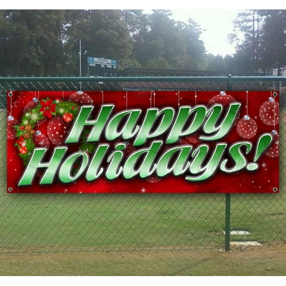 Happy Holidays 13 oz Vinyl Banner With Metal Grommets