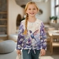 thumbnail image 4 of Xixirimido Hummingbird Daisy Purple Lavender Printed Girls Long Sleeve Shirt Kids Crewneck T-Shirts Trendy 3D Graphic Tie-hem Cute Tees for Fall Winter, Size 9-10, 4 of 7