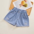 thumbnail image 4 of Mitankcoo Cotton Jean Shorts for Girls Bow Decoration Elastic Waist Jorts with Pockets Summer Casual 2-13Y, 4 of 8