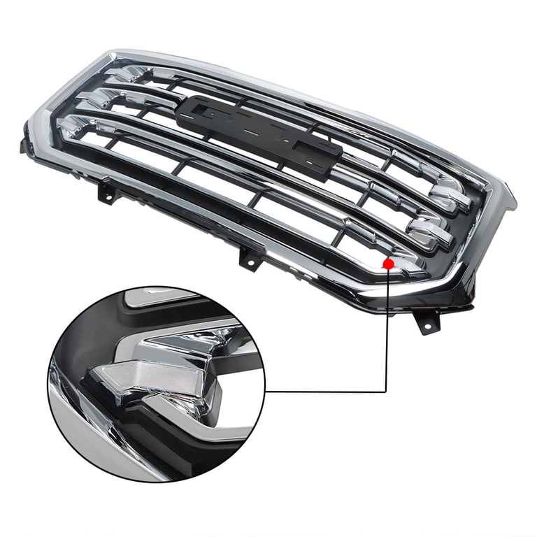 Front Upper Bumper Grille Chrome Trim Grill For GMC Sierra 1500 2016 2017-2019