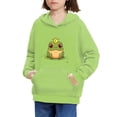 thumbnail image 3 of Xoenoiee Cosy Hooded Sweater for Fall Winter Cartoon Frog Green Print Boys Girls Pullover Hoodies Long Sleeve Top with Kangaroo Pocket for Kids Walk Workout Travel, S, 3 of 7