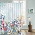 thumbnail image 3 of Fabric Shower Curtain, Summer Blue Coral Seagrass Shell Conch Starfish Sea Life Shower Curtains with 12 Hooks Waterproof Machine Washable Bath Curtains for Bathroom,36 x 78in, 3 of 6