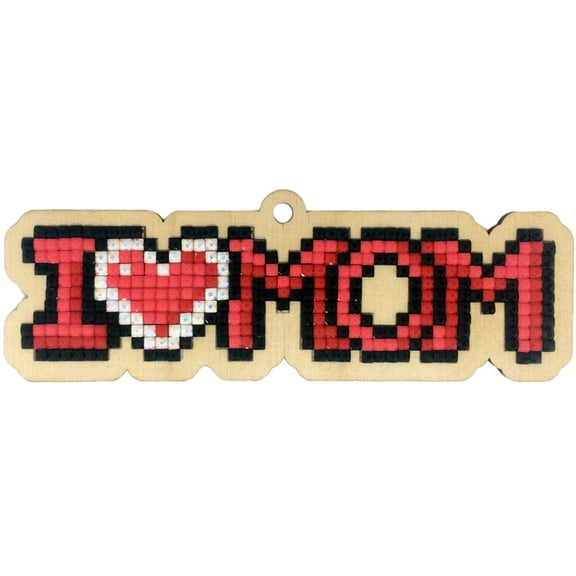 Diamond Painting Charm for Leisure, Diamond Mosaic Ornament I Love Mom WWp319 Square Acrylic Rhinestones