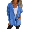thumbnail image 4 of YDFCWXW Blazers for Womens Open Front Cardigan Coat Fall Long Sleeve Lightweight Sweater Dressy Lady Jacket with Pockets Sky Blue, XXL, 4 of 6