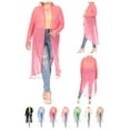 thumbnail image 6 of Moa Collection Long Cardigan Women's Plus Size Solid Open Front Long Sleeve Chiffon Mesh Swimsuit Cover Up Long Cardigan, 6 of 6