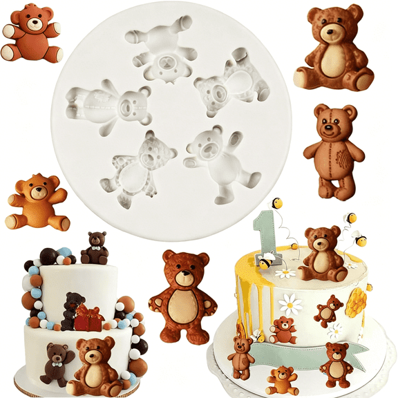 ACDANC Teddy Bear Silicone Mold Fondant Molds, Chocolate Candy Molds for Baby Shower, Treats, Cake Pops, Gummy Bear, Cake Decoration, Cupcake Topper, Polymer Clay, Gum Paste