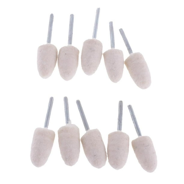 10 piezas 3 mm vástago lana fieltro cabeza pulido punto pulido herramienta tampones para amoladora herramientas rotativas 12mm
