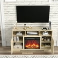 thumbnail image 4 of Furtivusia Fireplace TV Stand, Wooden Entertainment Center with Adjustable Shelves, Media Console Cabinet Television Stand for Living Room, Natural Color, 4 of 8