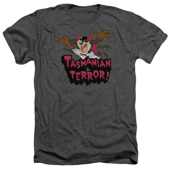 Trevco Sportswear LT192-HA-5 Looney Tunes Taz Terror Adult Regular Fit Heather Short Sleeve T-Shirt, Charcoal - 2X