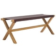 thumbnail image 4 of Safavieh Elron Teak and Leather Bench  in Brown / Natural, 4 of 9