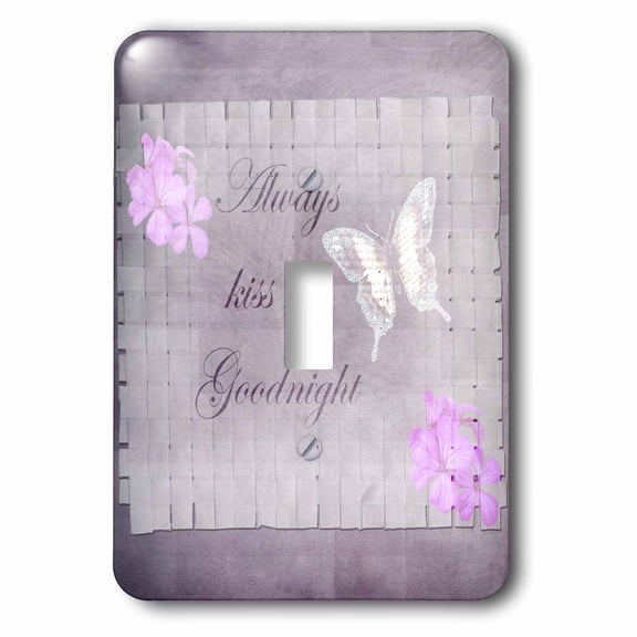 3dRose, Always Kiss Me Goodnight - Romantic Sayings - Floral and Butterfly Art, single toggle switch