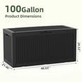 thumbnail image 2 of Joxxoaa 100 Gallon Waterproof Large Resin Deck Box Indoor Outdoor Lockable Storage Container for Patio Furniture Cushions Garden Tools (Black) /（Grey）, 2 of 7