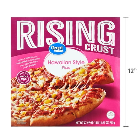 Great Value Rising Crust Hawaiian Pizza, Tomato Sauce, 27.97 oz (Frozen)