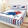 thumbnail image 3 of Feelyou Retro Baseball Hat Queen Sheet Sets, Blue Stripes Lines Bed Set, 4pcs, 3 of 7