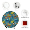 thumbnail image 4 of Daiia Animals In Camping Printed Pattern Ceramic Plate Dinner Plates Bone China Decorative Plates with Display Stand Art Ceramic Ornaments for Wall Hanging Decoration-7in, 4 of 6