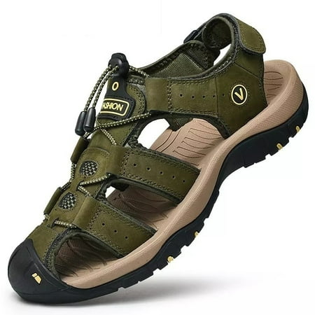 

TOMITANY Men s Closed Toe Water Sandals Hollow-Out Wading Shoes Men Sandals Hiking Shoes Summer Casual Beach Sandals 12 Armygreen