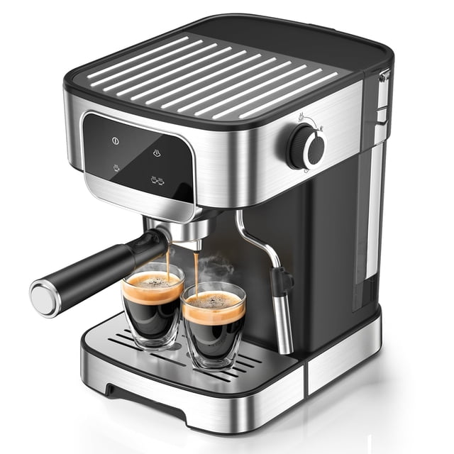 Máquina de café espresso LERTIN 20 bar con espumador de leche automático de 1,8 L