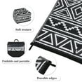 thumbnail image 3 of Hasoo 5' x 8' Black & White Outdoor Rug Plastic Straw Rug Bohemia Waterproof PP Tube Woven Picnic Mat for Patio Decor Porch Balcony Picnic Rug, 3 of 5