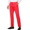 thumbnail image 5 of INSPIRE CHIC Men's Slim Fit Trousers Flat Front Solid Color Business Pants 38 Red, 5 of 7