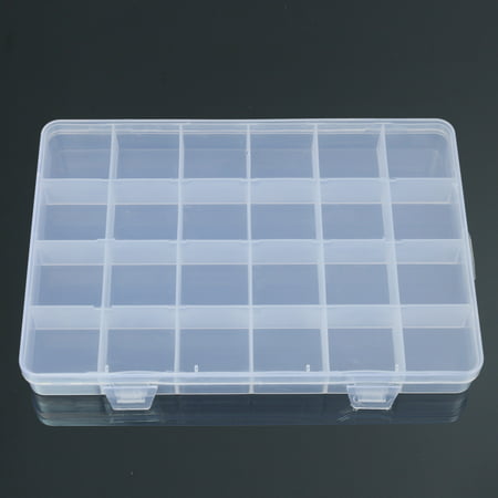 Meigar 24 Compartments Plastic Box Case Jewelry Bead Storage Container Craft