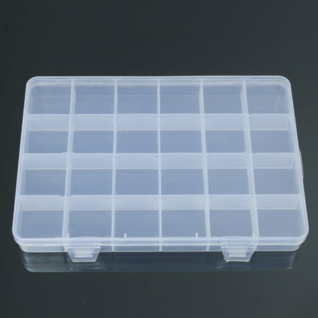 Meigar 24 Compartments Plastic Box Case Jewelry Bead Storage Container Craft