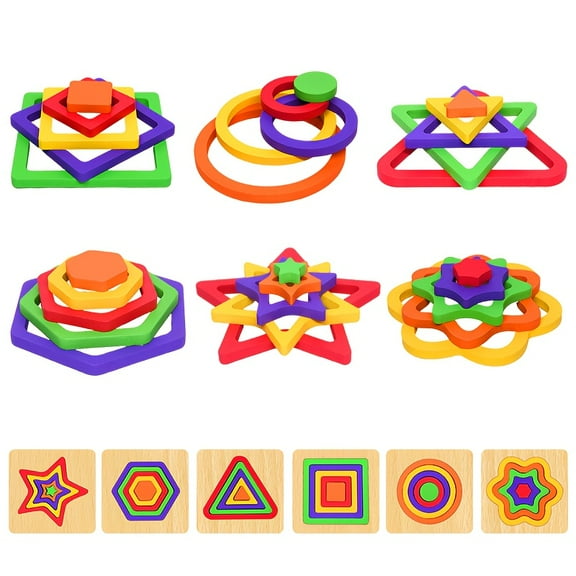 36Pcs Montessori Puzzles, Geometric Shape Matching Board, Wooden Puzzles for Toddlers 1-3, Preschool Learning Activities, Autism Sensory Products, Gift for Boys and Girls Christmas