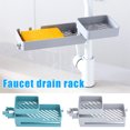 thumbnail image 2 of CAROOTU Double Couche Robinet Rack Évier Multifonctionnel Porte-Éponge Robinet Rack Étagère de Rangement Creuse pour Cuisine, 2 of 7