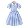thumbnail image 5 of hengsof Cute Children's Dress with Cute Collar Short Sleeves Button Down Design Sweet Polka Dot Pattern Everyday Princess Style, 5 of 8