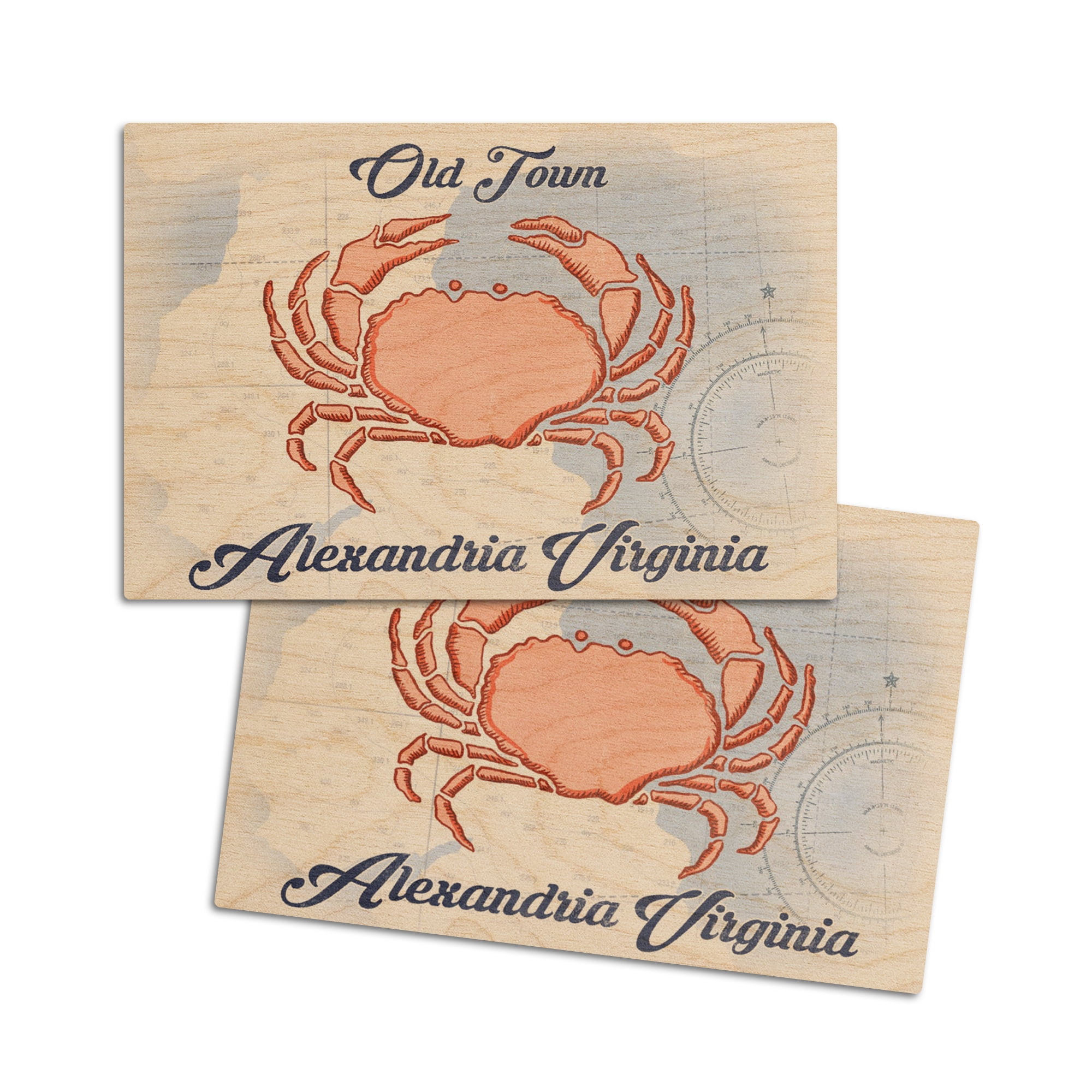 Old Town Alexandria, Virginia, Crab, Coastal Icon (4x6 Birch Wood
