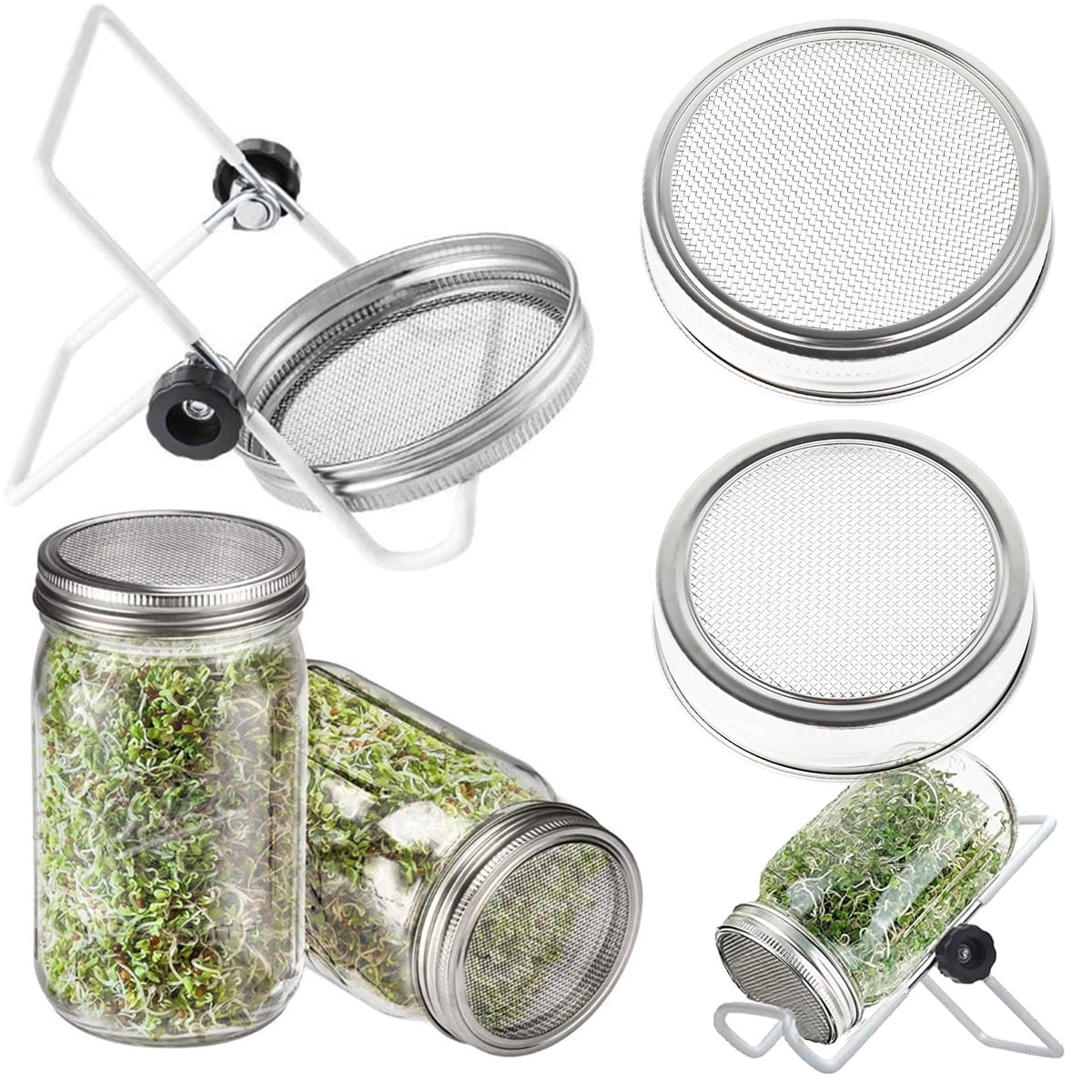 Austok Sprouting Lid, Stainless Steel Mason Jar Sprouting Jar Lids