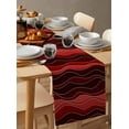 thumbnail image 6 of Red Ombre Table Runner Cotton Linen 36 Inch Holiday Dresser Scarves, Abstract Art Moire Ocean Waves Tablerunner for Kitchen Coffee Dining Bedroom Home Living Room Dinner Scarf Décor 13''x36'', 6 of 9