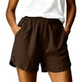 thumbnail image 2 of Neewe Womens Cotton Loose Casual Shorts Summer Plain Elastic Waist Comfy Shorts with Pockets, 2 of 7