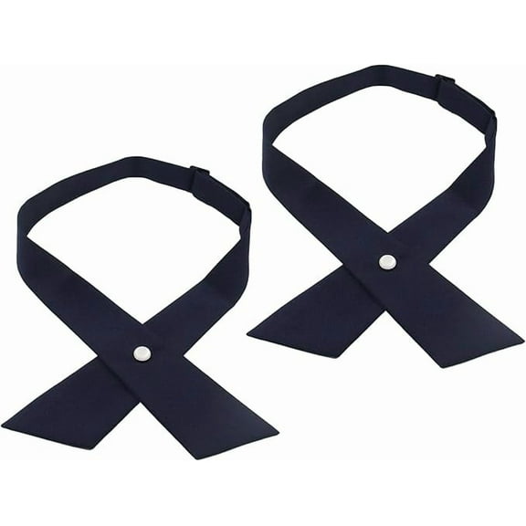 2 Pack French Uniform Girls Tie，Adjustable Neck Tiefor Girls School Women，Navy Blue tie
